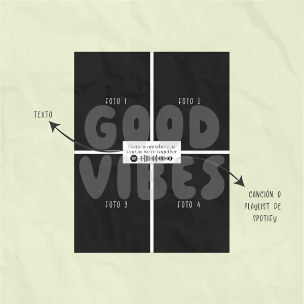 Armonía Cuadrada - Cuadro con 4 Fotos y Centro en Blanco