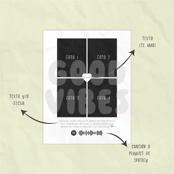 Cuatro Latidos de Amor - Cuadro Romántico Personalizado