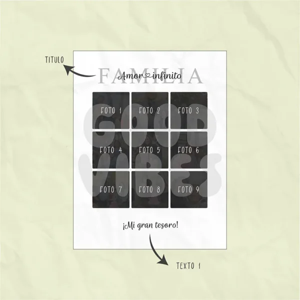 Ohana - Cuadro Familiar con 9 Fotos Personalizado