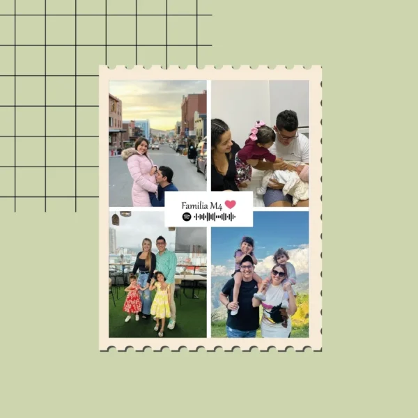 Armonía Cuadrada - Cuadro con 4 Fotos y Centro en Blanco